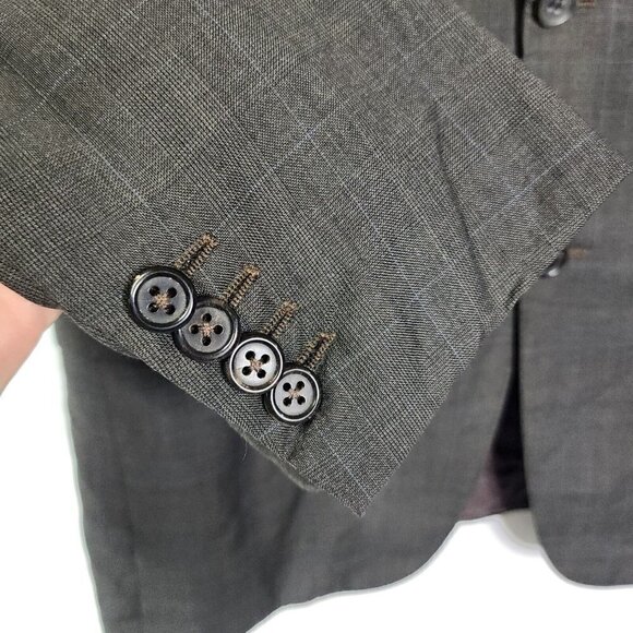 Hickey Freeman Loro Piana Tasmanian Super 130s Wool Blazer Jacket Coat 44R? Gray - Picture 3 of 15